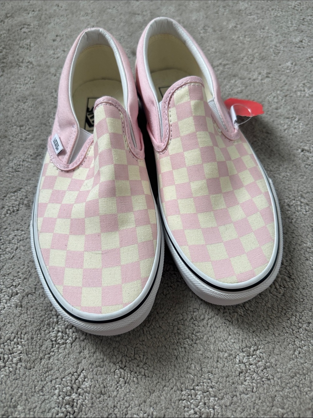 Vans Kids Slip-On Checkerboard Sneakers in Pink and Cream